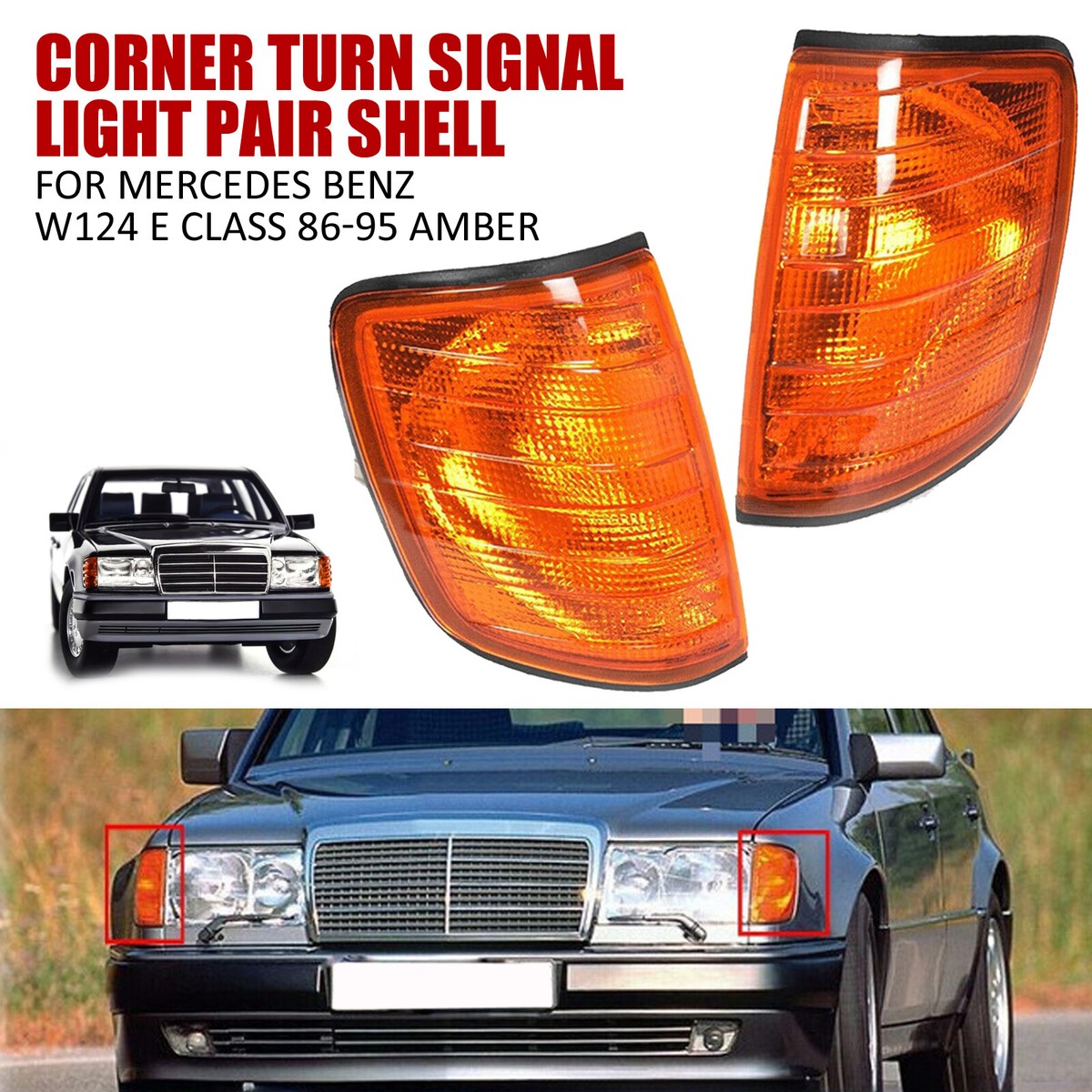 Pair Corner Turn Signal Light Shell For Mercedes Benz W124 E Class