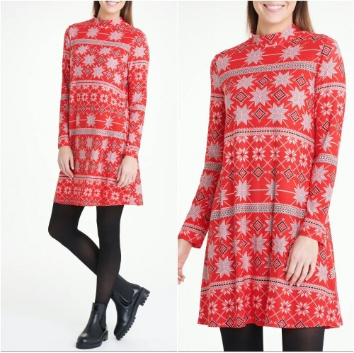 u0026#034; BNWT Red Christmas Fairisle Soft Jersey Swing Dress Matalan 12 14 16  (ST100) | eBay
