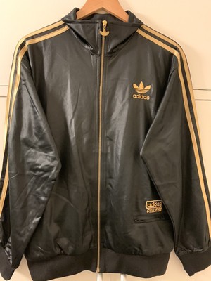 adidas chile62 フルジップジャケット ブラック×ゴールド L adidas アディダス CHILE62【L】セットアップ ブラック ゴールド
