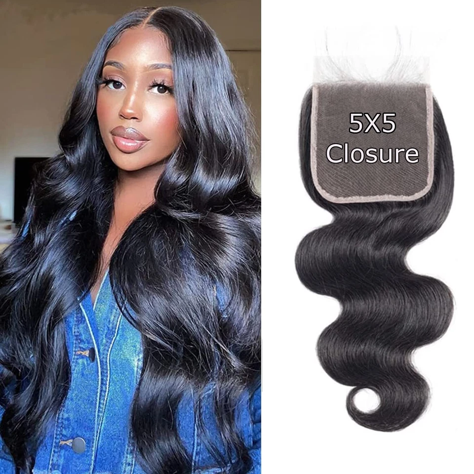 Пучки человеческих волос Body Wave с кружевной застежкой 5x5 Remy наращивание человеческих волос - Изображение 3 из 4