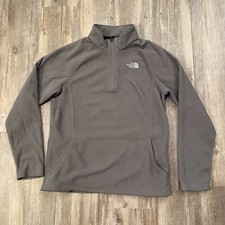 THE NORTH FACE Girls Gray Fleece 1/4 Zip Pullover Size XL 18 Kangaroo Pocket