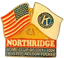 Kiwanis Inter. Northridge, CA Trustee Nelson Tucker 2001-2004 Lapel Pin