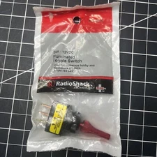 1 Each ~ RadioShack Illuminated Toggle Switch 20A 12VDC ~ Red ~ 275-0010