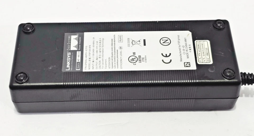 ENCHUFE DE BARRIL ORIGINAL LINKSYS CISCO AD 48/2.5 FSP120-AFB 48V 2.5A con cable de CA adicional Foto 4 de 4