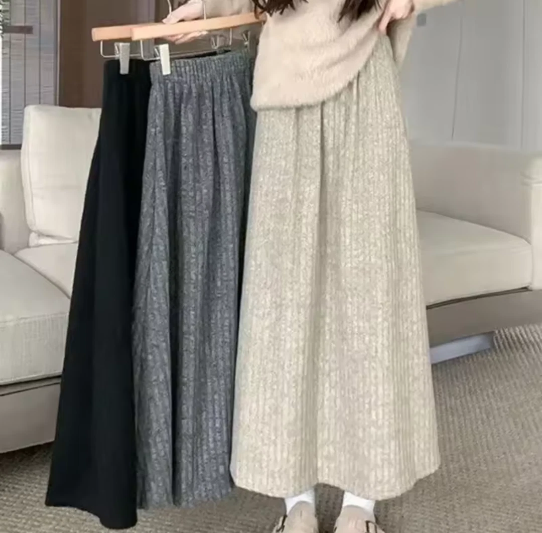Thick Plush Womens Wool Woven Skirt
