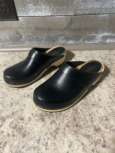 black clogs wooden sole