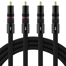 Pair Silver Plated RCA Hifi Audio Cable Video Cable RCA Male Interconnect Cord