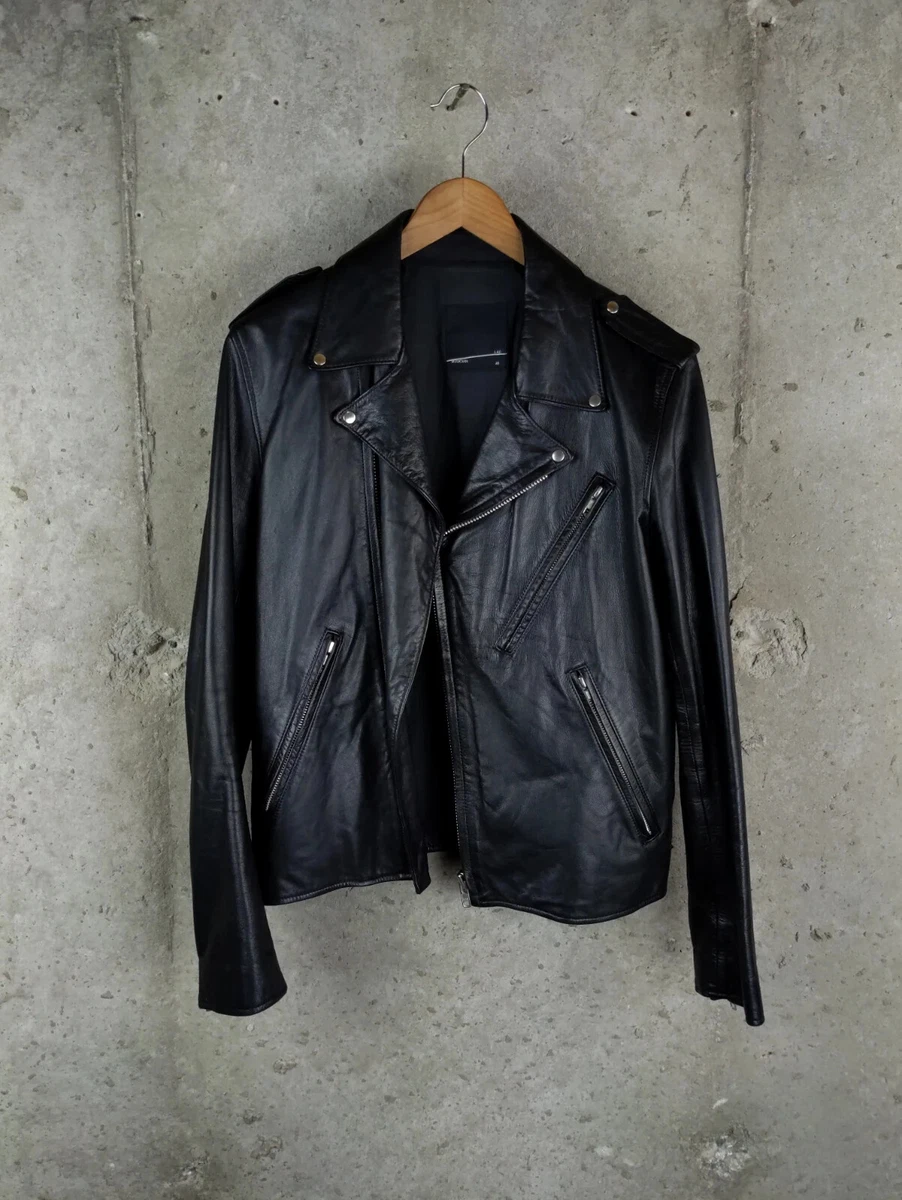 LAD MUSICIAN Black Leather Double Rider Motorcycle Jacket Sz IT 46 US S JAPAN