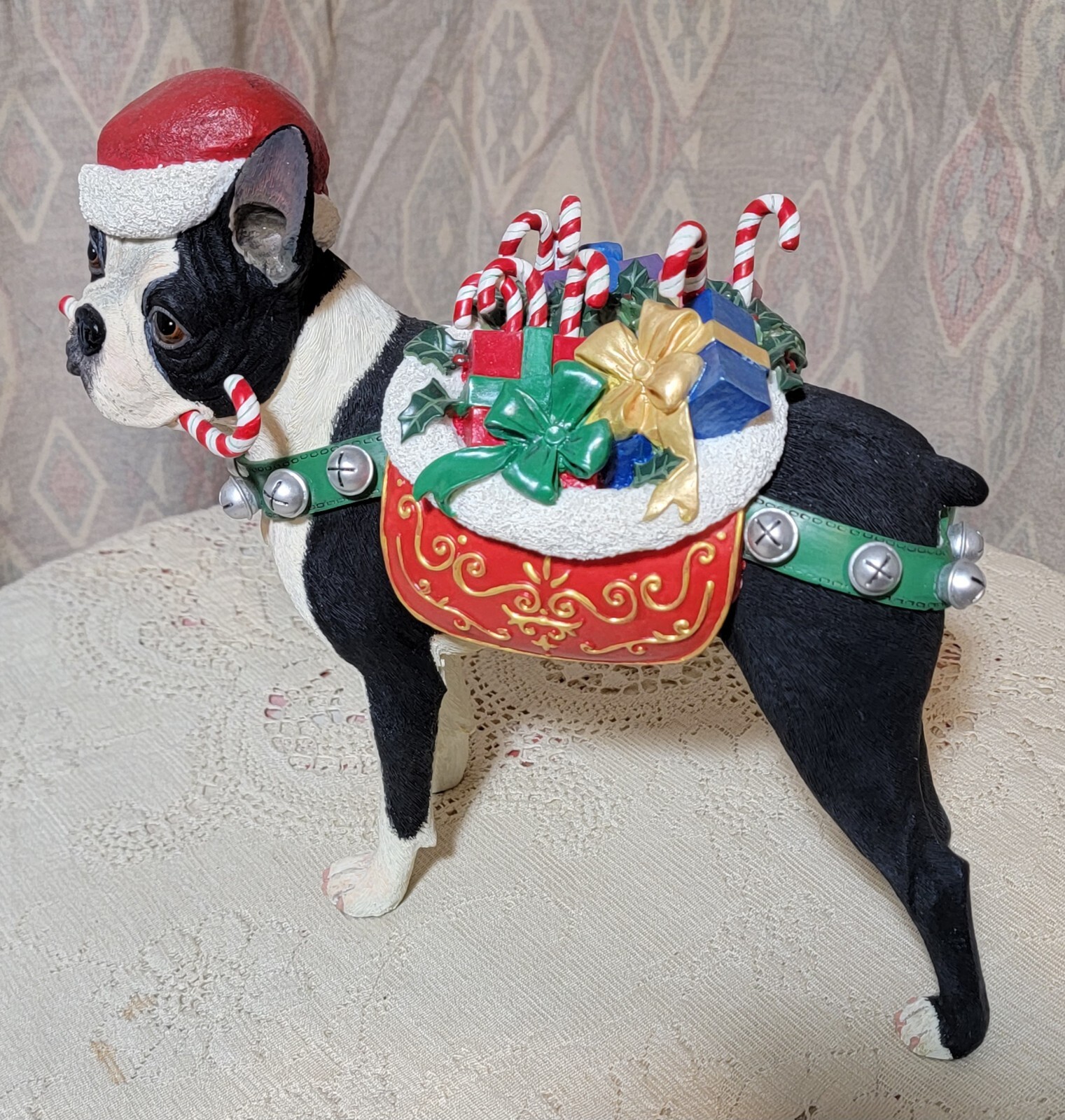 BOSTON TERRIER Christmas Dog Danbury Mint Large Figurine eBay