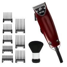 Oster Professional 76023-510 Fast Feed Clipper - Red with 8 Guide Combs & Brush