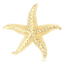 14K Yellow Gold Starfish Charm Pendant For Necklace or Chain