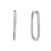 Zeeme-Ohrschmuck Klappcreolen Aus 925/- Sterling Silber Rhodiniert Glanz Oval
