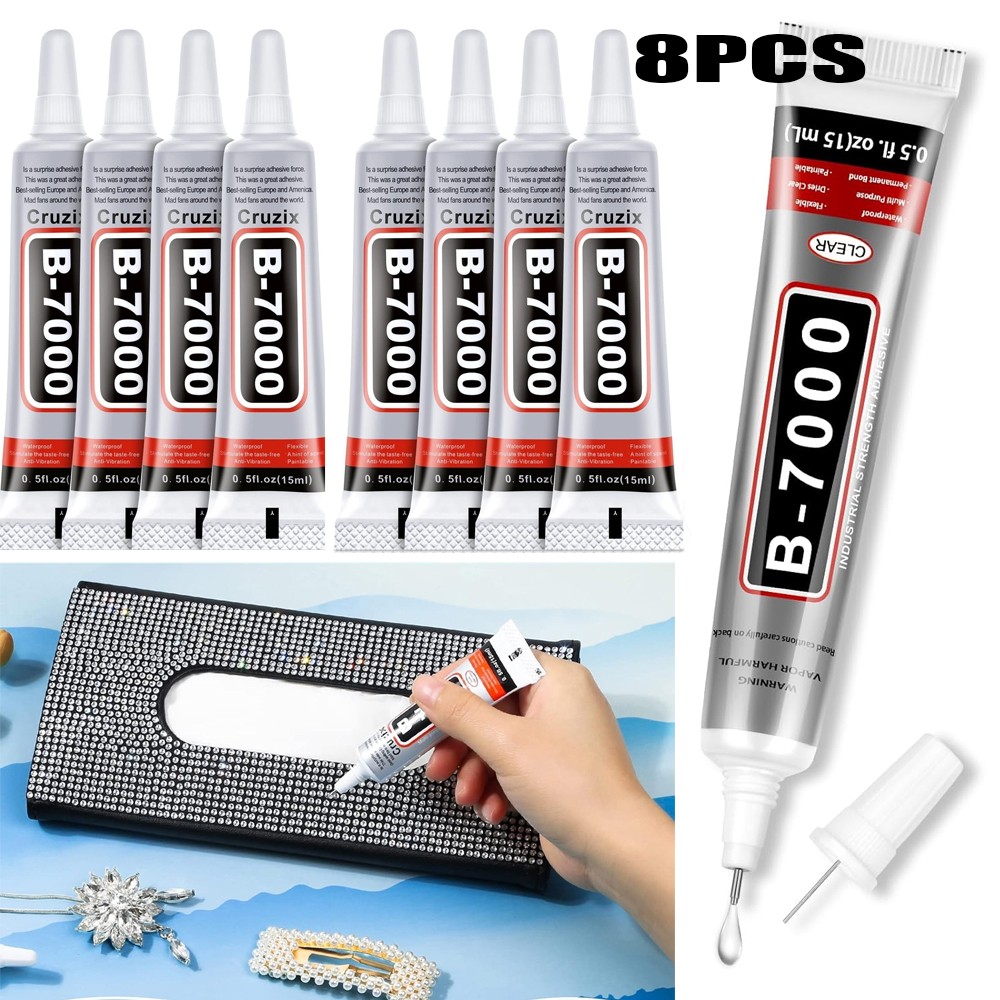 8Pcs B-7000 Glue Clear with Precision Tip 15ml Strong Bond Glue For Phone Repair