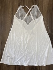 Victoria's Secret Slip Dress Lingerie Ivory Off White Satin Lace Bride Small S
