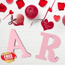 Pink Wood Letters, 6 Inch Unfinished Standing Block for Wall Decor Crafts