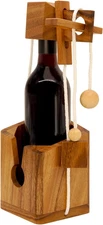 Bottle Puzzle - Challenging 3D Wooden Bottle Holder and Bottle Lock Puzzle Games