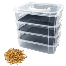 Mealworm Breeding Kit,Prevent Escape Mealworms Keeper,Four-Layer High Capacit...