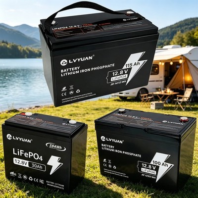 12V 115Ah 100Ah LiFePO4 Battery Deep Cycle Built-in BMS for Solar RV Off Grid