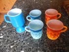 Vintage Fire King Kimberly Diamond Pattern Coffee Mug Lot Of 4 plus one other