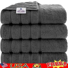 Turkish Cotton Bath Towels Set of 4 OEKO-TEX Certified Soft Absorbent Towels New