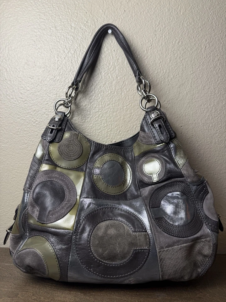 Raro Bolso de Mano Coach Cartera 15770 Patchwork Mia Maggie Bolso de Mano de Cuero Multicolor Foto 2 de 4