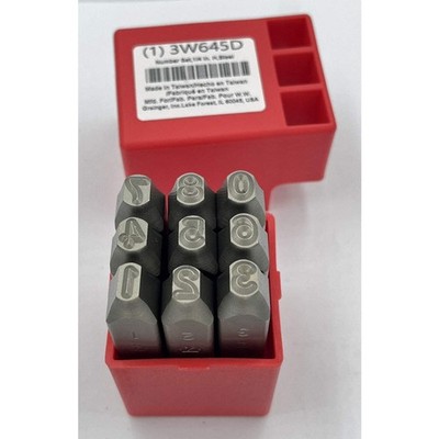 GRAINGER APPROVED 3W645 Number Set,1/4 In. H,Steel 3W645