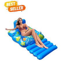 Inflatable Pool Lounger Float, Heavy Duty Pool Floats for Adults with Innovat...