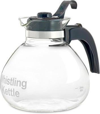 Borosilicate Glass Stove Top Whistling Tea Kettle -12 Cup/48oz Capacity BPA-Free