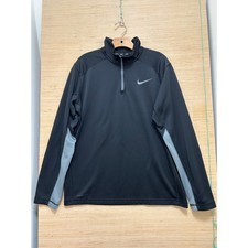 Nike Therma-FIT Mens Quarter Zip Pullover Black Grey Fleece Lined Large