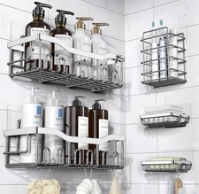 EUDELE 5 PC Stainless Shower Caddy for Inside Shower NEW  Model XYJ-01 FREE SHIP