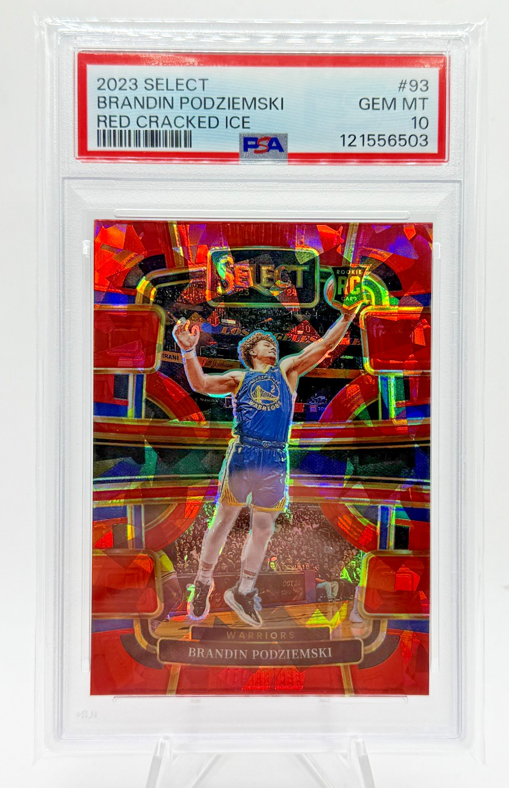 2023 NBA Panini Select Red Cracked Ice #93 Brandin Podziemski Warriors PSA 10 RC