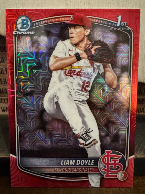 2025 Bowman Draft LIAM DOYLE 1st Bowman Red Mojo Refractor /5 SSP STL Cardinals