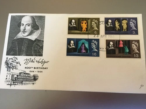 GB STAMPS RARE FIRST DAY COVER 1964 SHAKESPEARE LONDON PHOSPHOR