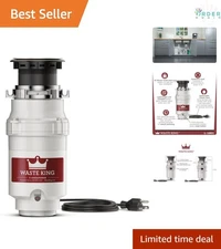 Garbage Disposal Stainless Steel 1/2 HP Continuous Feed Kitchen Sink Food Waste