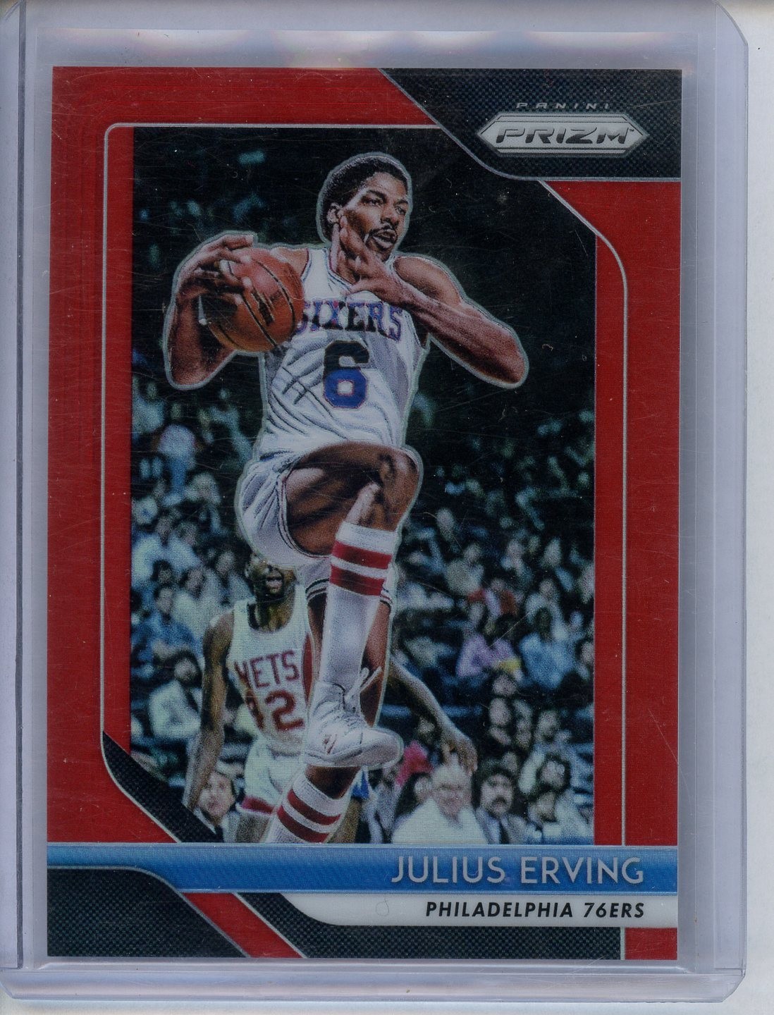 2018 Panini Prizm Julius Erving #95 Red /299 Philadelphia 76ers Sixers HOF DR. J