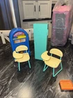 Vintage Barbie Locker And 2 Desk Chairs Classroom Set Teal And Yellow 90s