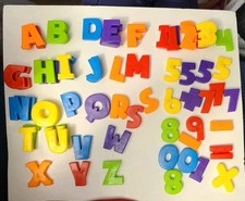 Lot Magnetic Fridge Alphabet Letters Numbers ABC 123 Colors 65 Pieces