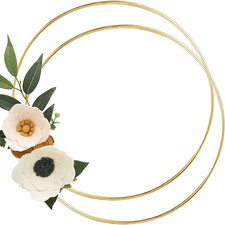 2 Pack 8 Inch Metal Floral Hoop Wreath Macrame Gold Craft Hoop Rings for Making