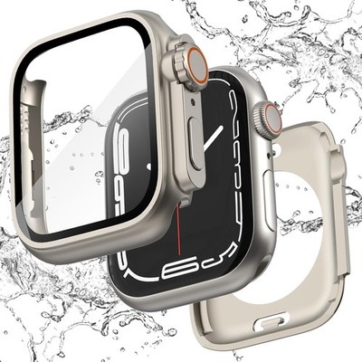 2 in 1 Waterproof Screen Protector For Apple Watch Series 9 45mm Bumper Cover
