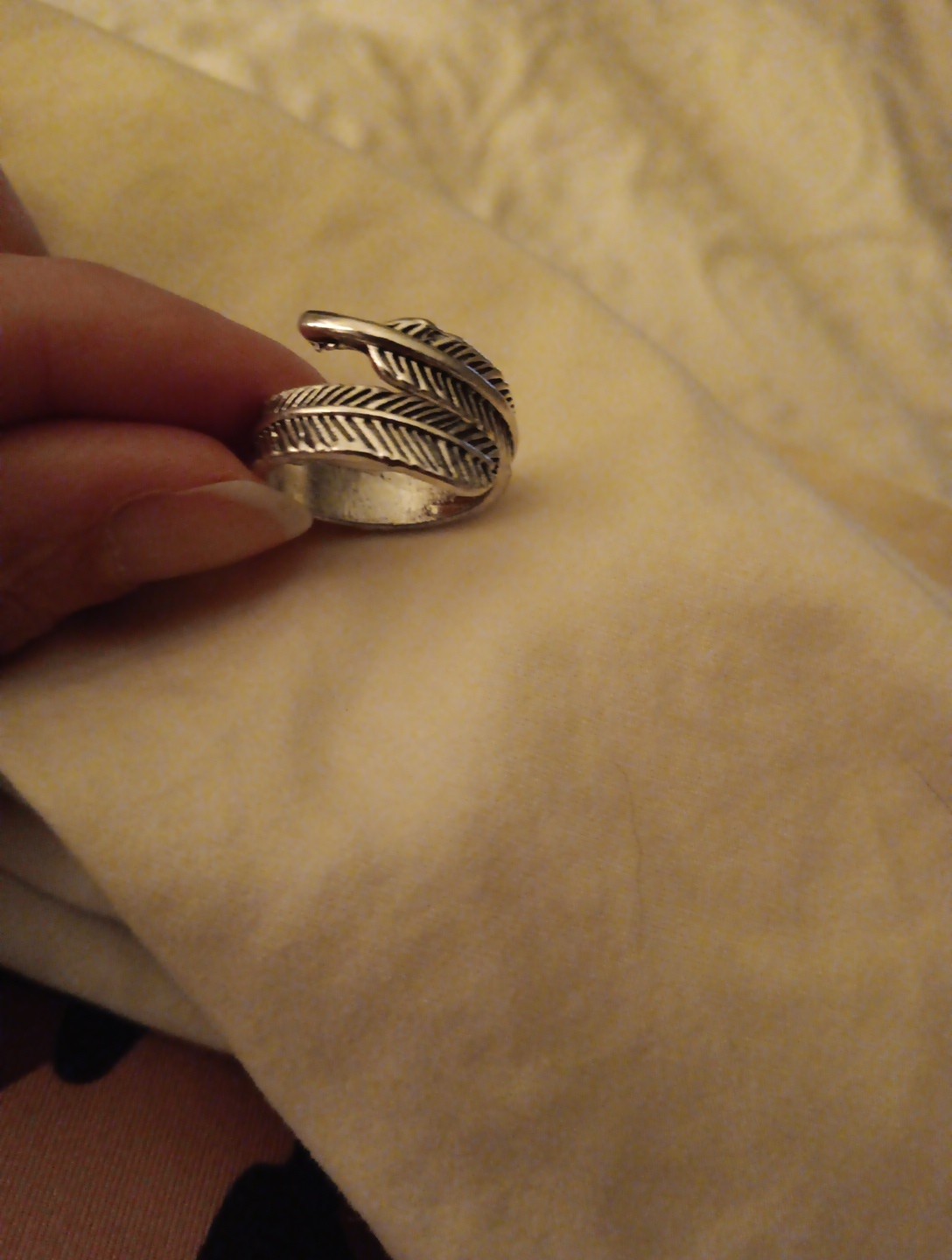 feather silver ring - image 1