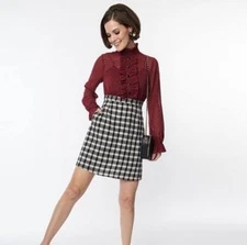 Smak Parlour 1960s Ruffle Neck Empire A-Line Dress Size Large 10/12 New NWT