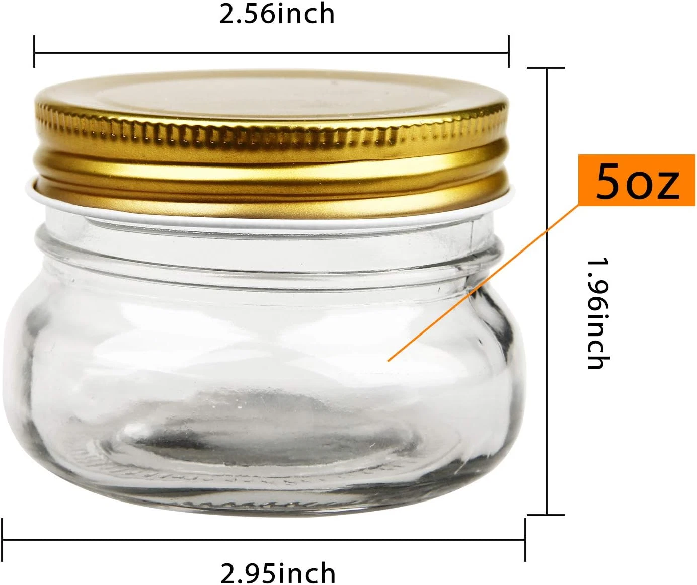 40x Wide Mouth Mason Clear Glass Jars with Golden Lids Small Spice 5 Oz for Herb