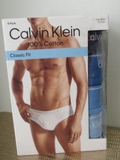 Calvin Klein Mens 100 Cotton Classic Fit Hip Briefs Underwear 4 Pk Sz Med NEW