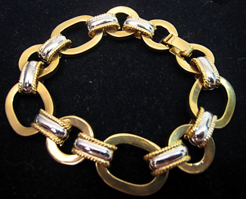 GOLD & SILVER TONE MATCHING NECKLACE BRACELET EARRINGS - Picture 3 of 4