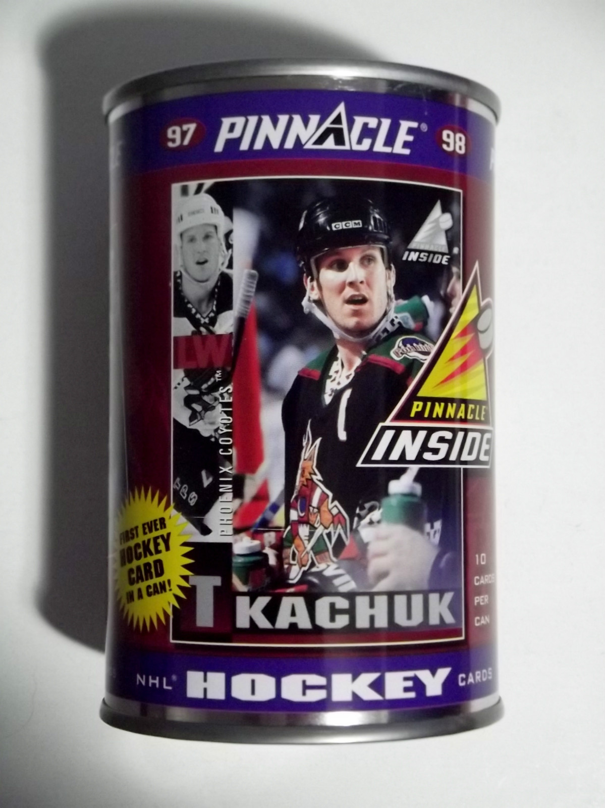 1997-98 Pinnacle Inside Rare KEITH TKACHUK Sealed Collector Can w/ 10 Card Pack