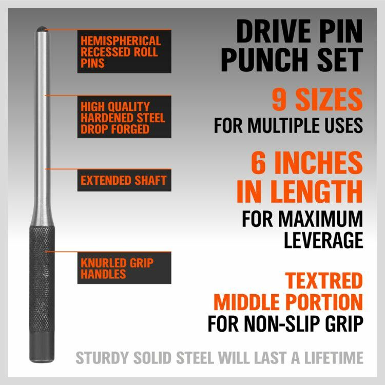 9Pcs Roll Pin Punch Set Gunsmithing Kit Removing Repair Tool with ...