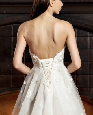 a-line asymmetrical wedding dresses Simple Asymmetrical-Neck Satin Bride Gowns Sleeveless Pleated Satin A- –  Laxag