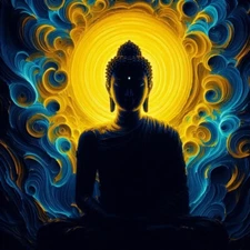 Digital Image Picture Photo Wallpaper Background Desktop AI Art Neon Buddha 03