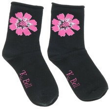 K. Bell Women's Roll Top Crew Socks One Size 9-11 60 Cotton Non-Binding