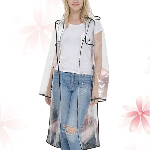 Rain Coat Women Waterproof Hooded Poncho Fashion Raincoat See Through - Picture 9 of 11